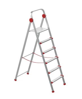 Aluminum step ladder on white background 