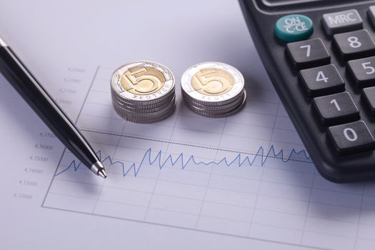 Financial theme on white background. Studio shot