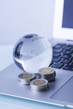 Financial theme on white background. Studio shot