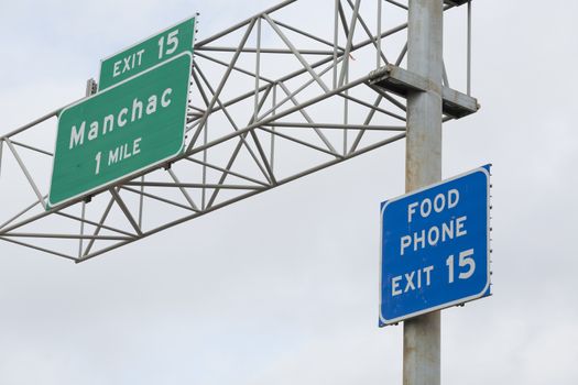 Interstate 10 exit sign for Manchac, Louisiana