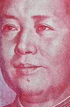 Portrait of Mao from one hundred yuan banknote.
