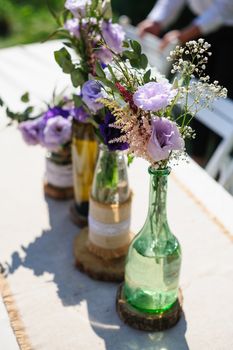 Wedding decoration of flowers to decorate the ceremony in the park.