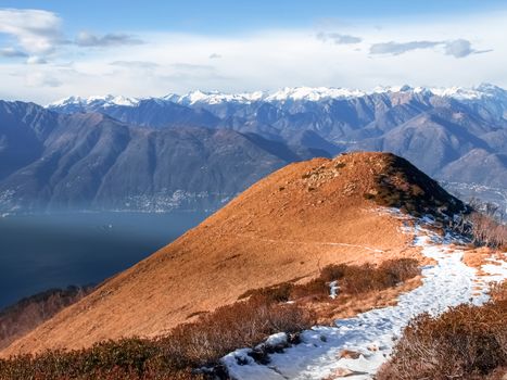 Gambarogno, Switzerland: Trail of Mount Gambarogno and views of the mountains and Lake Maggiore