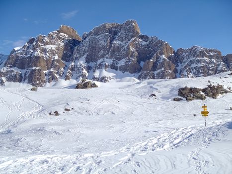 San Bernardino, Switzerland: Snowy winter landscape in step street closed for the cold season