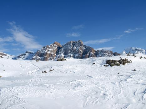 San Bernardino, Switzerland: Snowy winter landscape in step street closed for the cold season