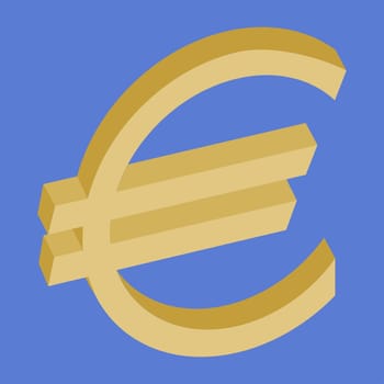 Euro symbol on a blue background- vector illustration