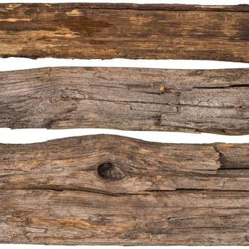 Old planks isolated on white. Top view.