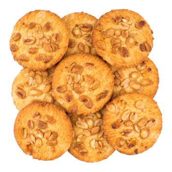 nut cookies on white background. Top view.