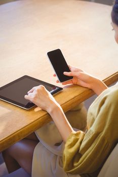 Focus on technology objects businesswoman at work 