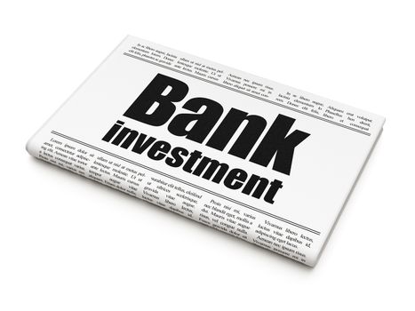 Money concept: newspaper headline Bank Investment on White background, 3D rendering