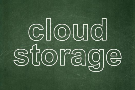 Protection concept: text Cloud Storage on Green chalkboard background