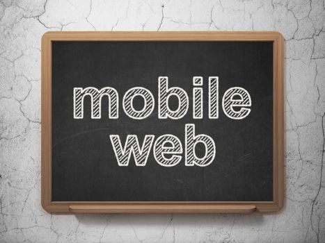 Web design concept: text Mobile Web on Black chalkboard on grunge wall background, 3D rendering