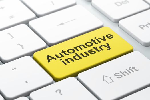 Industry concept: computer keyboard with word Automotive Industry, selected focus on enter button background, 3D rendering