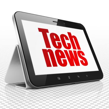 News concept: Tablet Computer with red text Tech News on display, 3D rendering