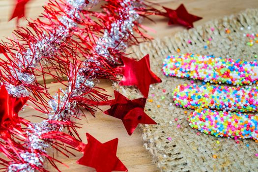 Colorful biscuit stick coated enamel rainbow sugar