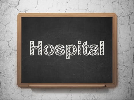 Medicine concept: text Hospital on Black chalkboard on grunge wall background, 3D rendering