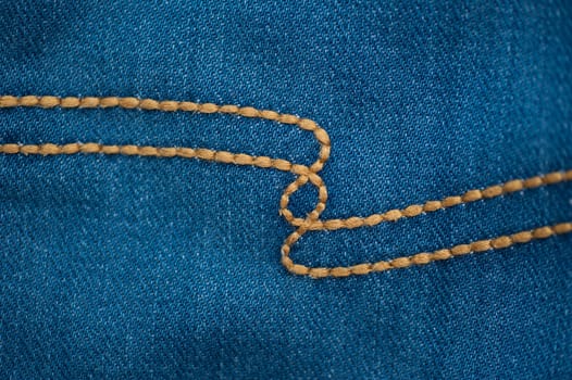 denim texture with brown seam for background