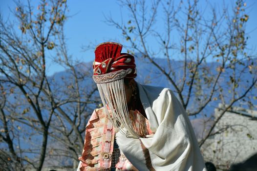 Indian groom in traditional veil(sehra) on his wedding day at Shimla, Himachal Pradesh, India.