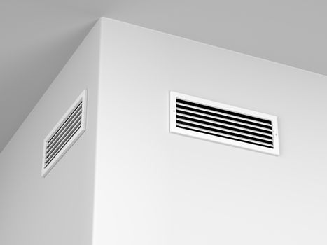 Air vents for heating or cooling on the wall