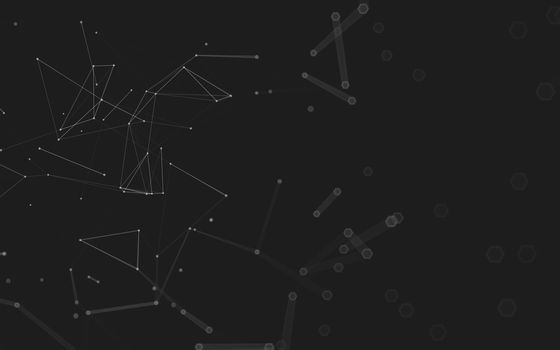 Abstract polygonal space low poly dark background with connecting dots and lines. Connection structure. 3d rendering