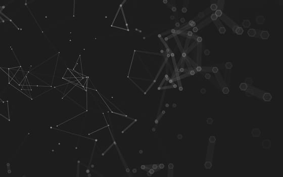 Abstract polygonal space low poly dark background with connecting dots and lines. Connection structure. 3d rendering