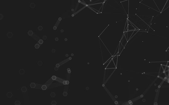 Abstract polygonal space low poly dark background with connecting dots and lines. Connection structure. 3d rendering