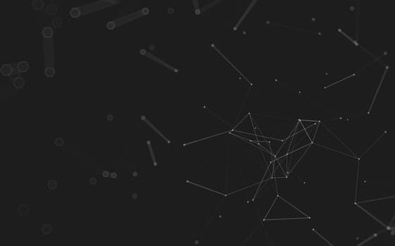 Abstract polygonal space low poly dark background with connecting dots and lines. Connection structure. 3d rendering