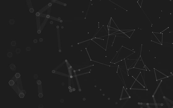 Abstract polygonal space low poly dark background with connecting dots and lines. Connection structure. 3d rendering