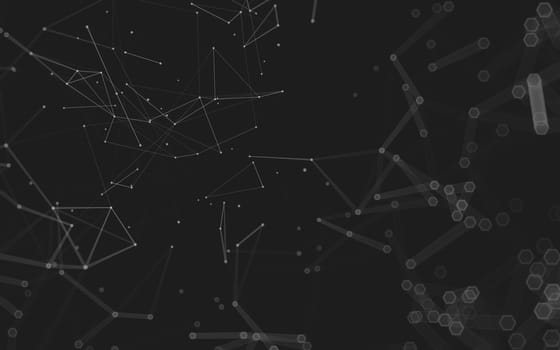 Abstract polygonal space low poly dark background with connecting dots and lines. Connection structure. 3d rendering