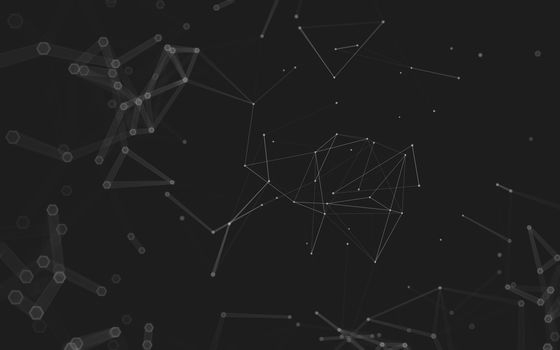 Abstract polygonal space low poly dark background with connecting dots and lines. Connection structure. 3d rendering