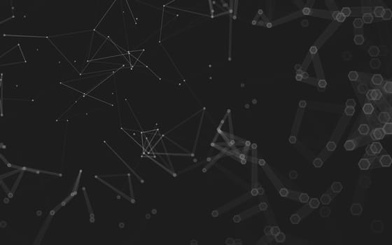 Abstract polygonal space low poly dark background with connecting dots and lines. Connection structure. 3d rendering