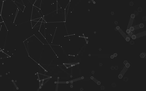 Abstract polygonal space low poly dark background with connecting dots and lines. Connection structure. 3d rendering