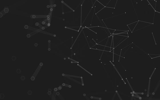 Abstract polygonal space low poly dark background with connecting dots and lines. Connection structure. 3d rendering