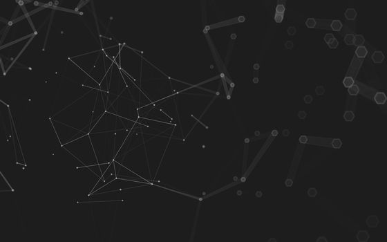 Abstract polygonal space low poly dark background with connecting dots and lines. Connection structure. 3d rendering