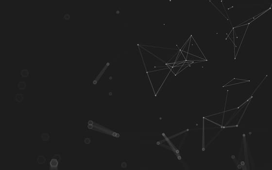 Abstract polygonal space low poly dark background with connecting dots and lines. Connection structure. 3d rendering