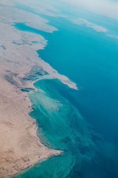 Aerial view of the north western coast of the Qatar peninsula