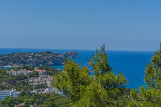 Panorama of the bay Paguera photographed from the mountain in Costa de la Calma.