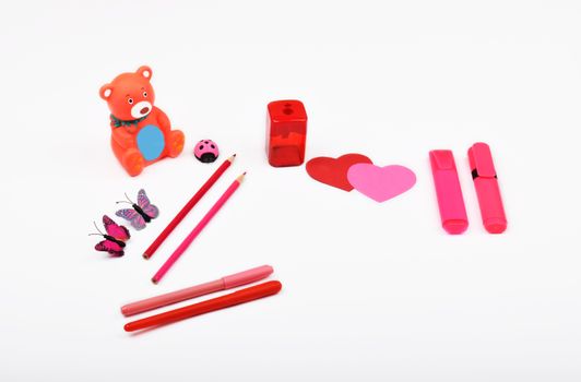 Mock up objects isolated on the topic - Valentine's Day, front view