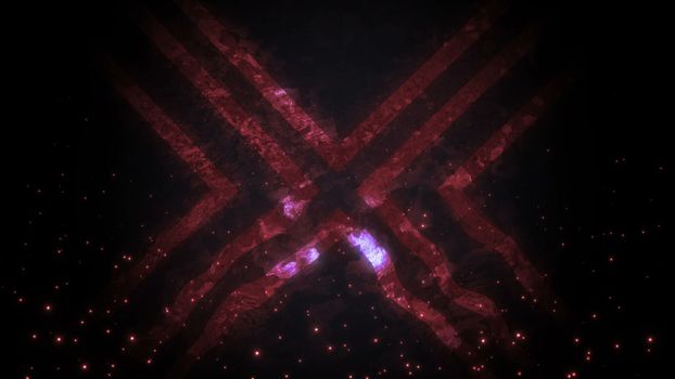 Abstract background with futuristic displacement elements and particles. 3d rendering