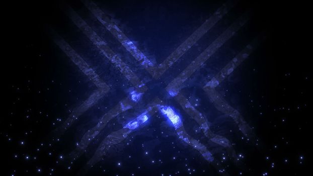 Abstract background with futuristic displacement elements and particles. 3d rendering
