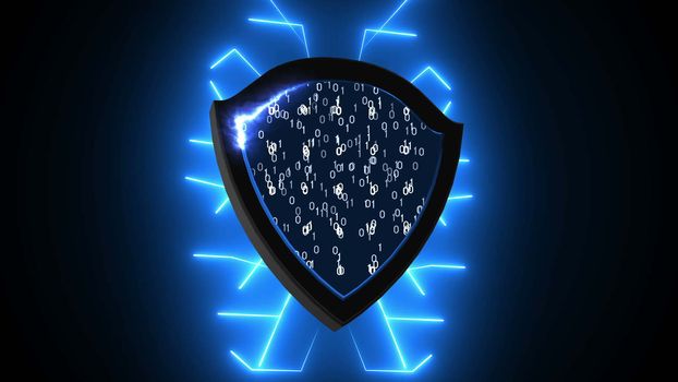Abstract background with Security Shield. Cyber Background. 3d rendering