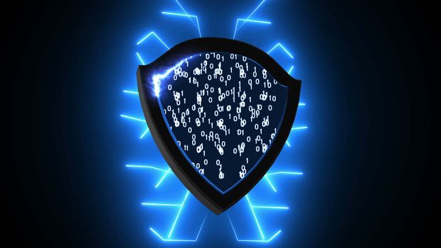 Abstract background with Security Shield. Cyber Background. 3d rendering