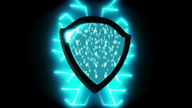 Abstract background with Security Shield. Cyber Background. 3d rendering