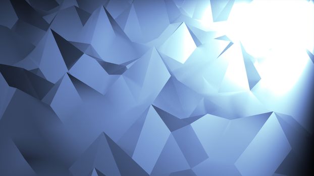 Low poly geometric abstract background in embossed triangular and polygon style. 3D rendering