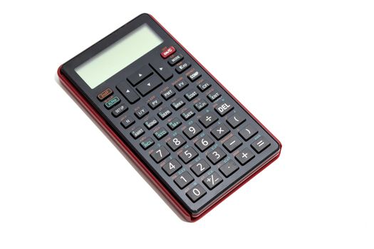 Black calculator isolated on white background