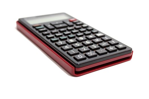 Black calculator isolated on white background