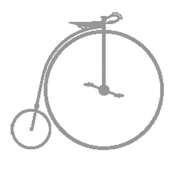 A typical penny farthing bicycle in halftone over a white background.