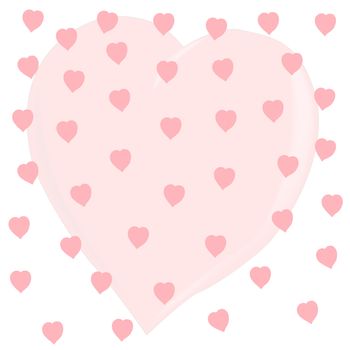 One large heart covered in several smaller ones on a white background