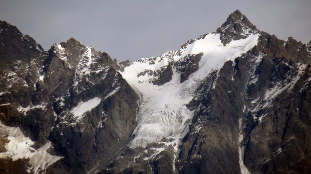 View of snow capped Himalayan mountain range,Shimla, Himachal Pradesh, India.