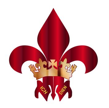 The traditional Fleur de Lis or three feathers symbol, or Prince ofWales's feathers